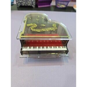 Vtg Sankyo Grand Piano Music Jewelry Box Clear Tune "You Light Up My Life"